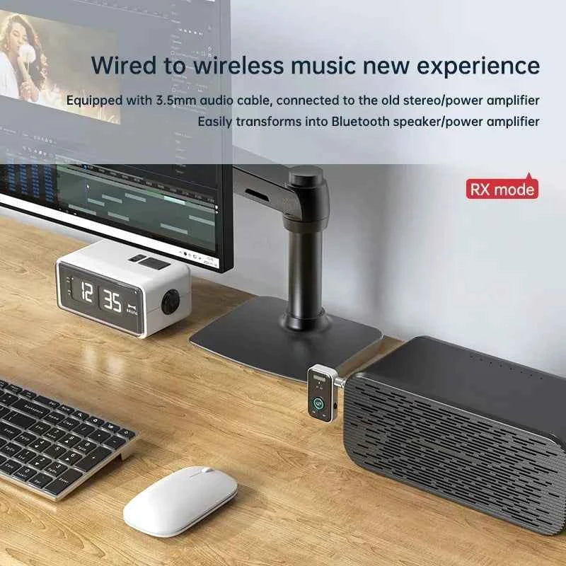 Bluetooth 5.3 Transmitter Receiver Adapter Wireless Audio For Car Music Headphone Speaker 3.5mm Jack AUX Wireless Audio Adapter - Fullshopping
