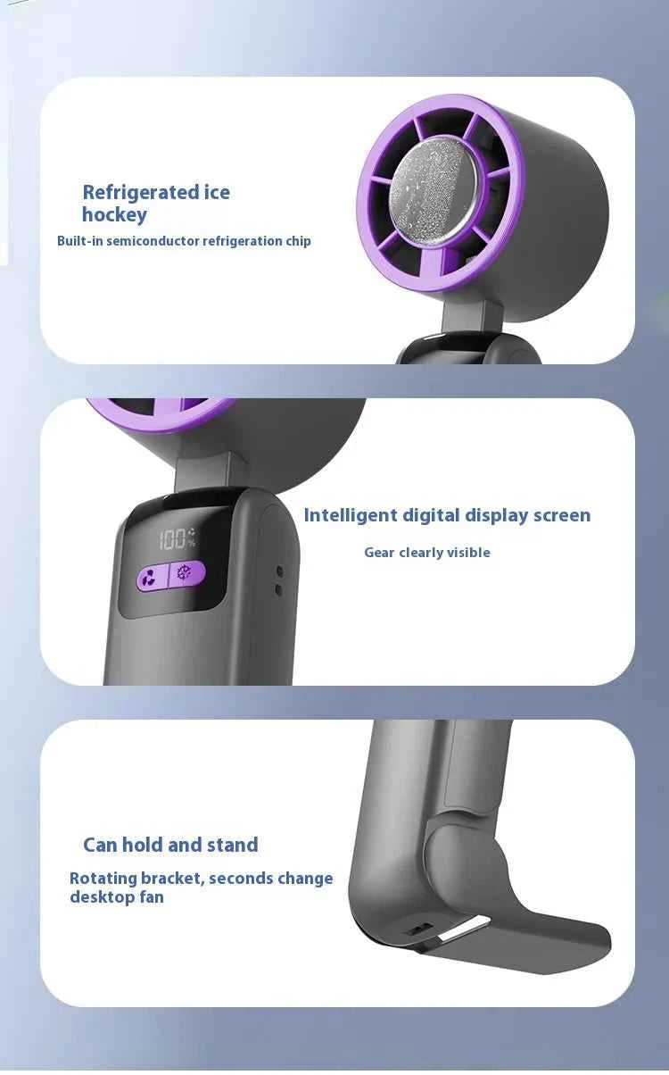 New handheld cooling fan with 100 levels of cooling and folding, portable turbo fan fan