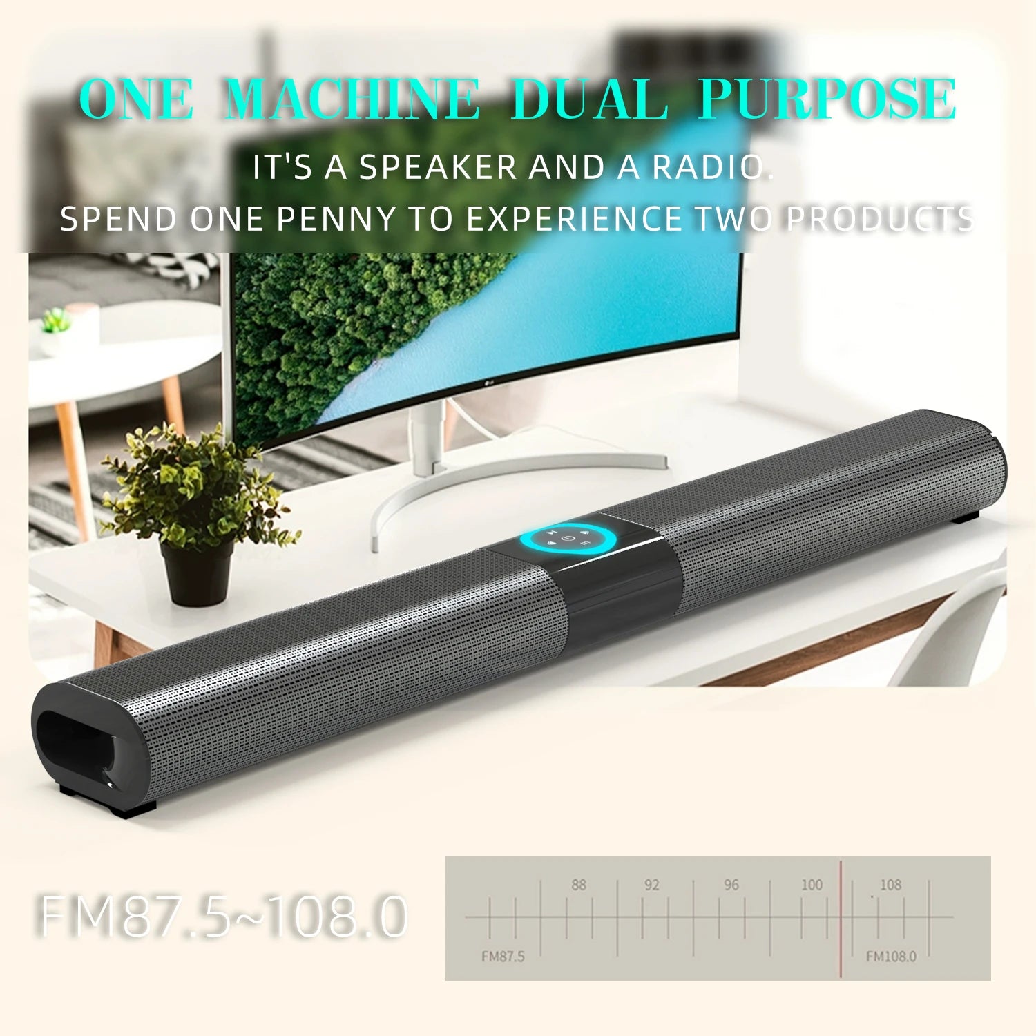 HOMEFISH BS-20 RGB Ambient Light Bluetooth Speaker with 6 EQ Sound Effects and Multiple Connectivity Options - Fullshopping