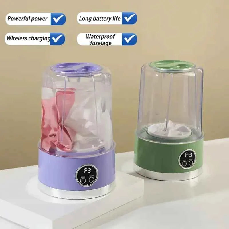 Portable Cordless Washing Machine,USB Rechargeable, Mini Washer For /Underwear/Socks/Baby Clothes Home Travel Laundry Bucket - Fullshopping
