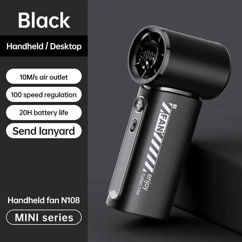 New Portable Turbo Small Air Cannon Handheld Fan 100 Wind Speeds Adjustable Mini Electric Fan USB Charging Fan Outdoor Mini Fan