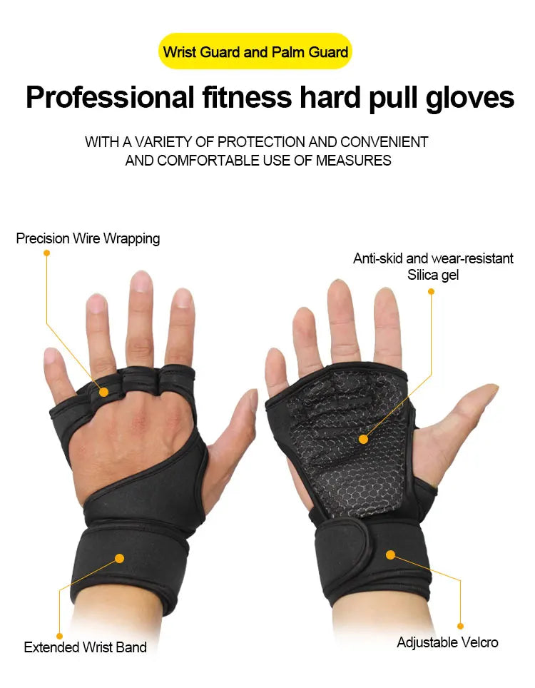 Training Sport Gloves for Men Women Workout Gloves Fitness Body Building Weightlifting Gym Hand Wrist Palm Protector Gloves - Fullshopping
