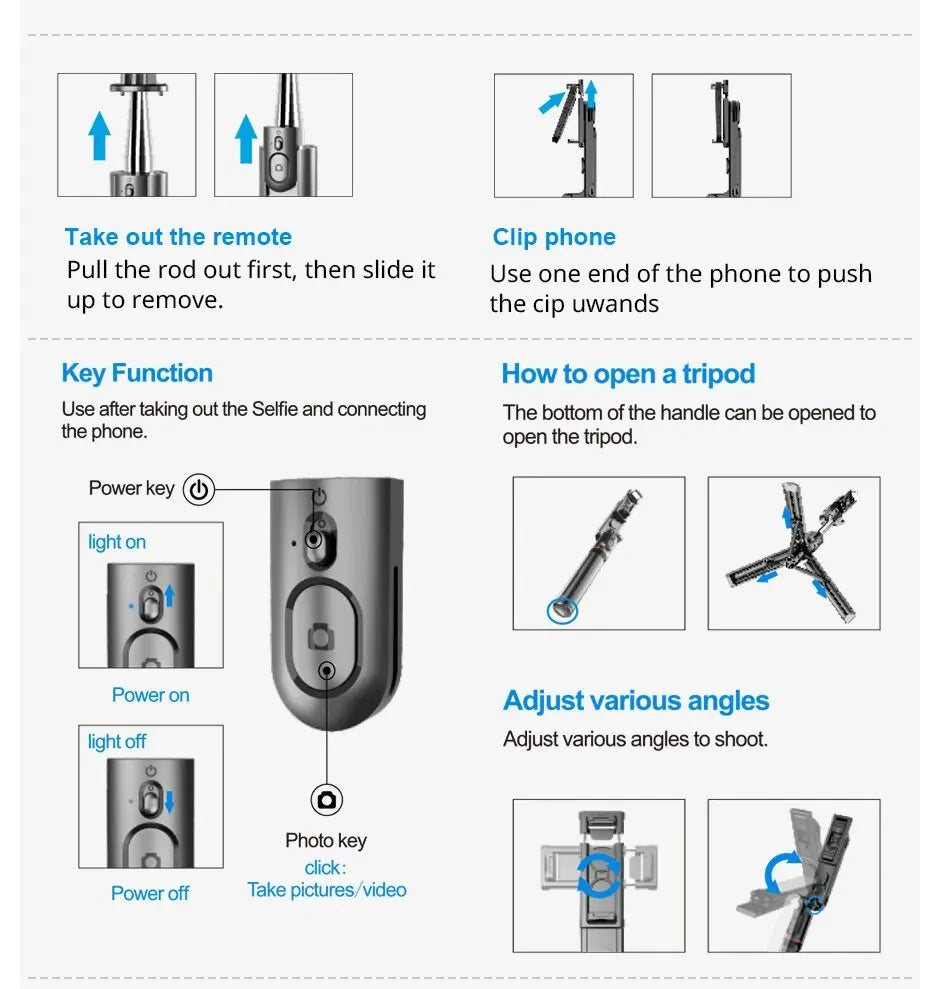 Portable Selfie Stick With Fill Light Foldable Mini Tripod Wireless Bluetooth Remote Shutter For Android Smartphones Video Live - Fullshopping