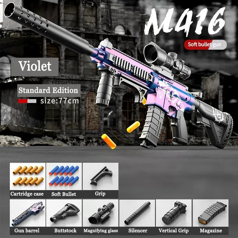 M416 Toy Gun Shell Throwing Soft Bullet Can Fire Suction Cup Children's Assault Rifle Manual loading Model Boy's Toy - Fullshopping