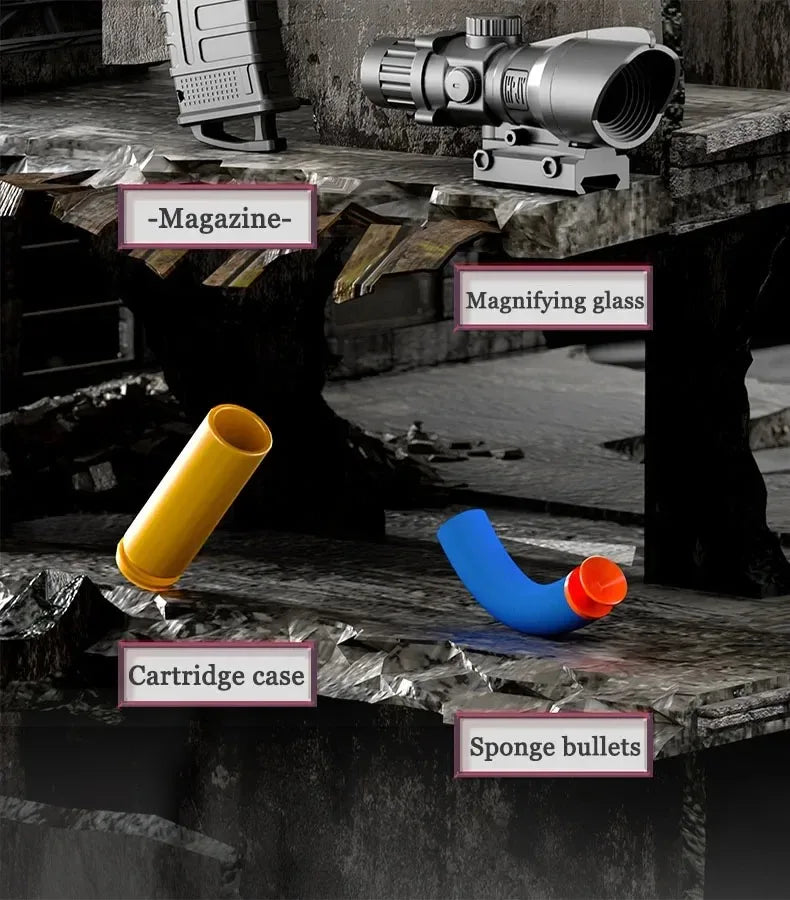 M416 Toy Gun Shell Throwing Soft Bullet Can Fire Suction Cup Children's Assault Rifle Manual loading Model Boy's Toy - Fullshopping