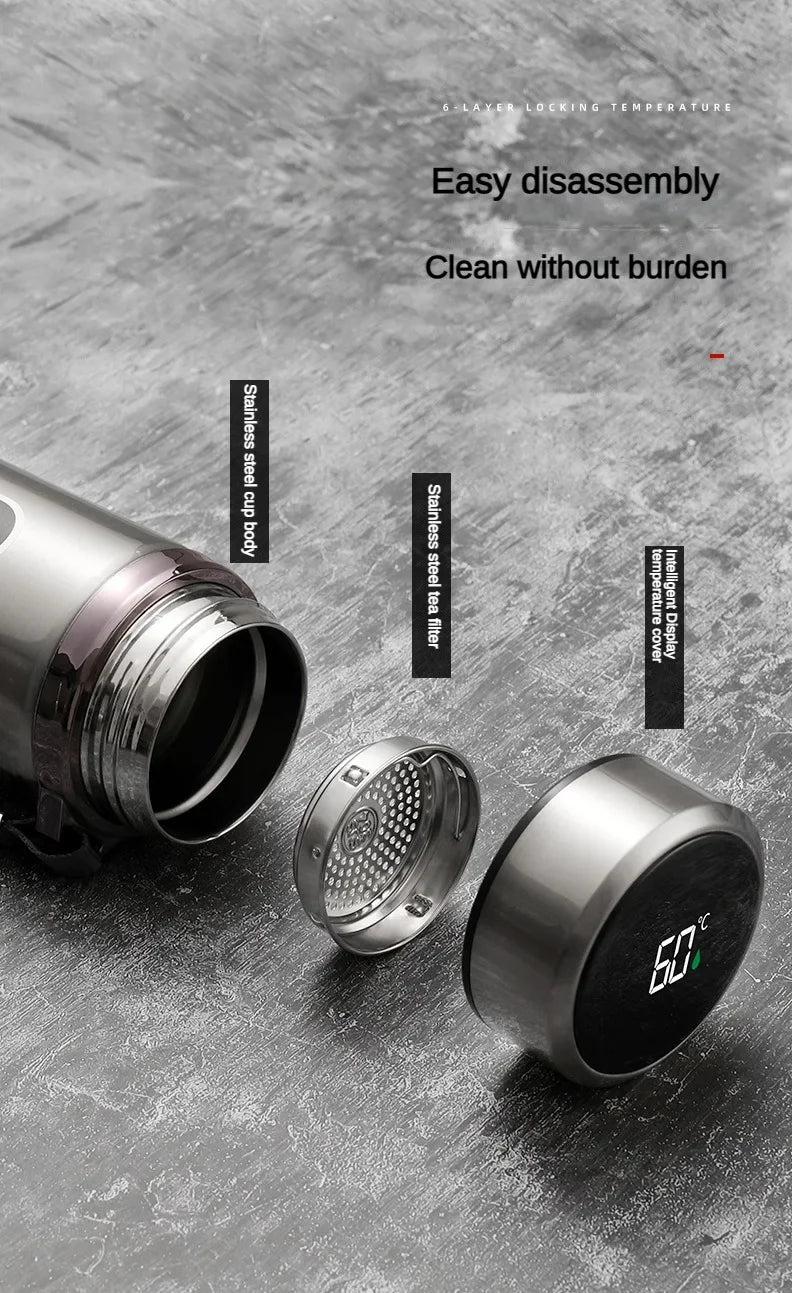 500ML-1Liter Stainless Steel Thermos Bottle with LED Temperature Display Sus304 Tea Water Bottle Vacuum Flask Portable Cups - Fullshopping
