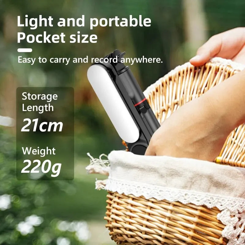 Portable Selfie Stick With Fill Light Foldable Mini Tripod Wireless Bluetooth Remote Shutter For Android Smartphones Video Live - Fullshopping
