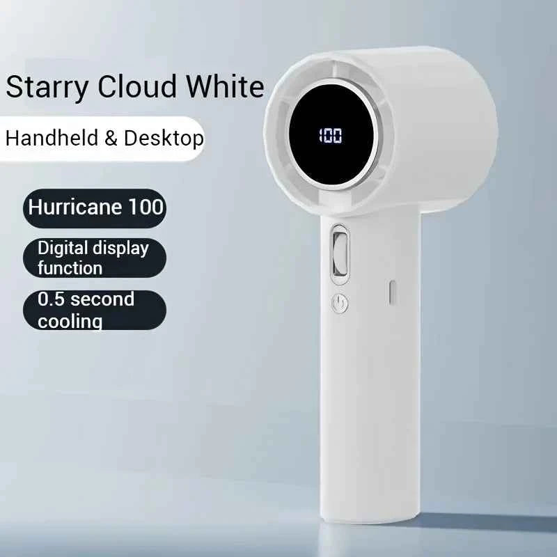 USB Rechargeable Handheld Turbo Fan Outdoor Portable Hand Fan Digital Display Handfan High Speed Fans For Indoor and Outdoor Use