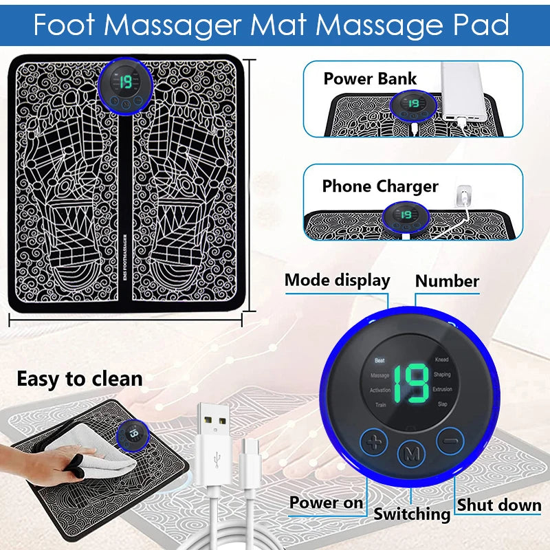 Electric Foot Massager Pad Muscle Massage Relaxation Trainer For Massage Fitness Outdoor Sport Home Family Relax - Fullshopping