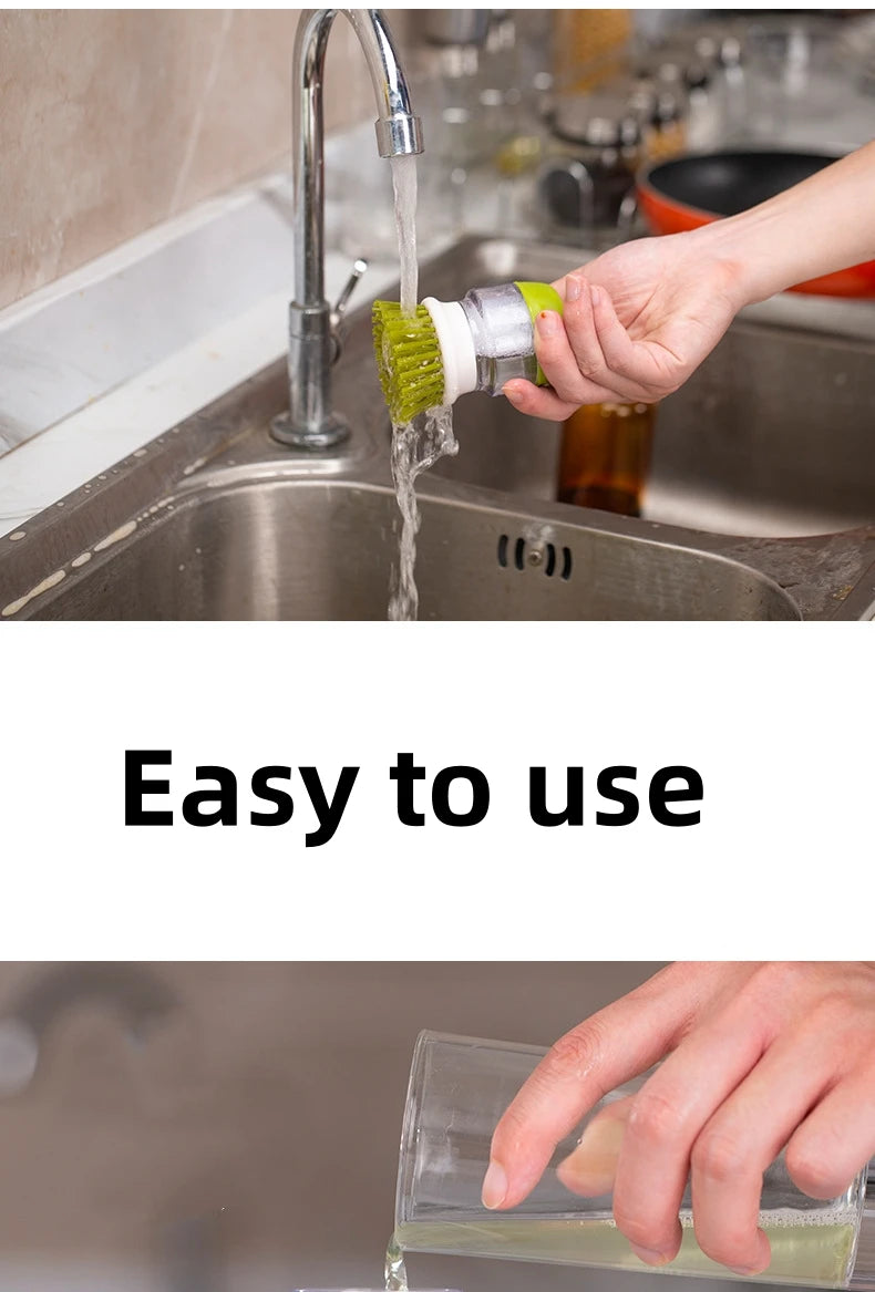 Dish Brush With Soap Dispenser Multi Use Soap Dispensing Scrub Brush For Household Universal Kitchen Dish Palm Brush With Tary - Fullshopping