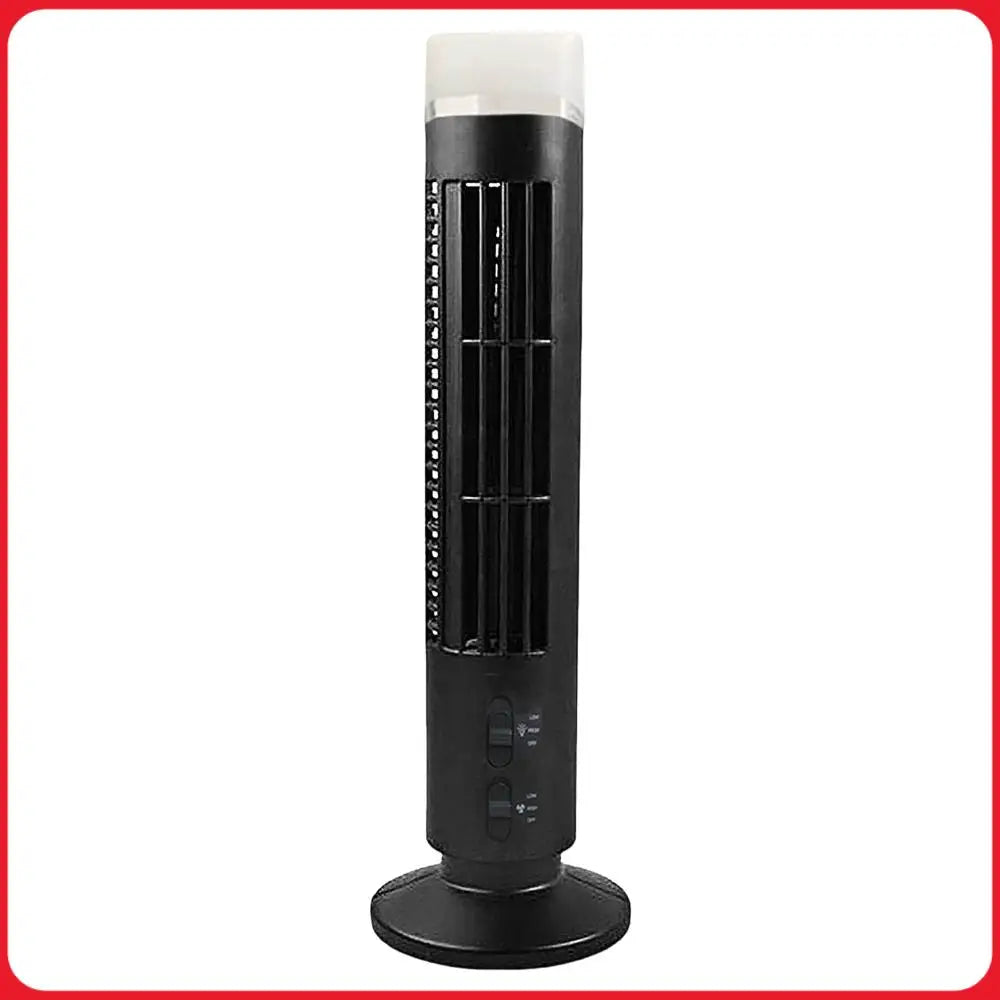 Vertical  Fan Bladeless Cooling Tower Fans with Light USB Plug-in Or Battery Powered 2-speed for Home Office