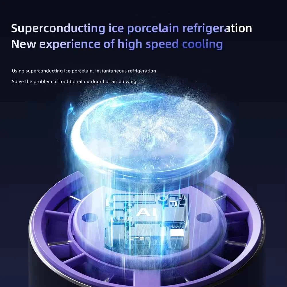 2025 Portable Handheld Turbo Fan100 Wind Speeds Adjustable Mini Personal Fan Battery Operated Electric Ice Compress Handheld Fan