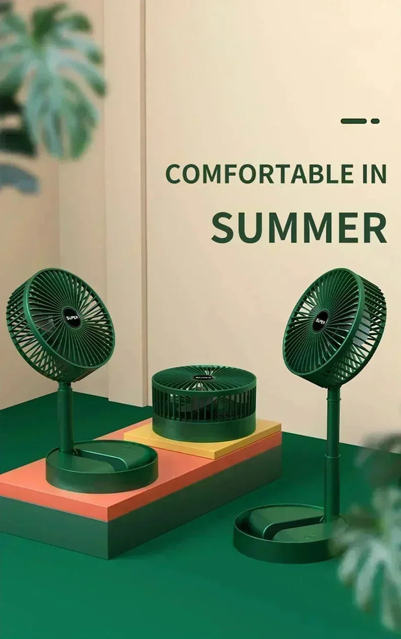 Summer Gift Portable Charging Desk Fan with Adjustable Height, Strong Wind, Foldable and Telescopic Mobile Phone Stand
