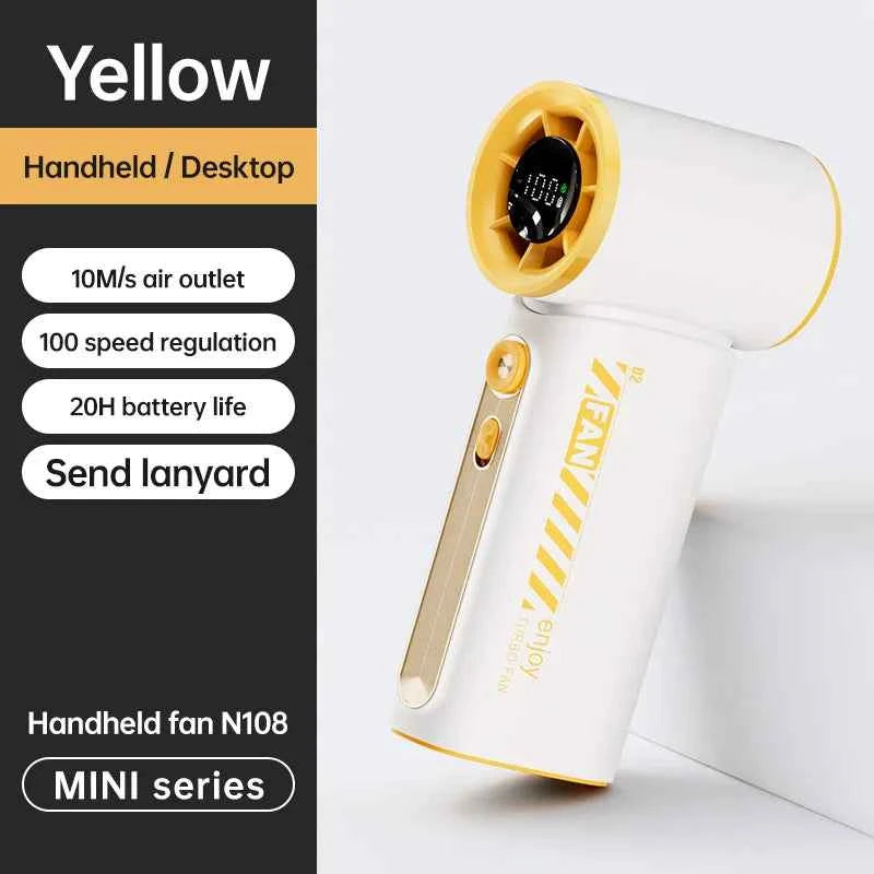 New Portable Turbo Small Air Cannon Handheld Fan 100 Wind Speeds Adjustable Mini Electric Fan USB Charging Fan Outdoor Mini Fan