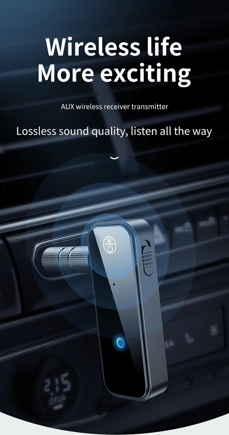 New Bluetooth 5.3 Transmitter Receiver 2 in1 Wireless Adapter 3.5mm Audio AUX Adapter For Car Audio Music Aux Handsfree Headset - Fullshopping