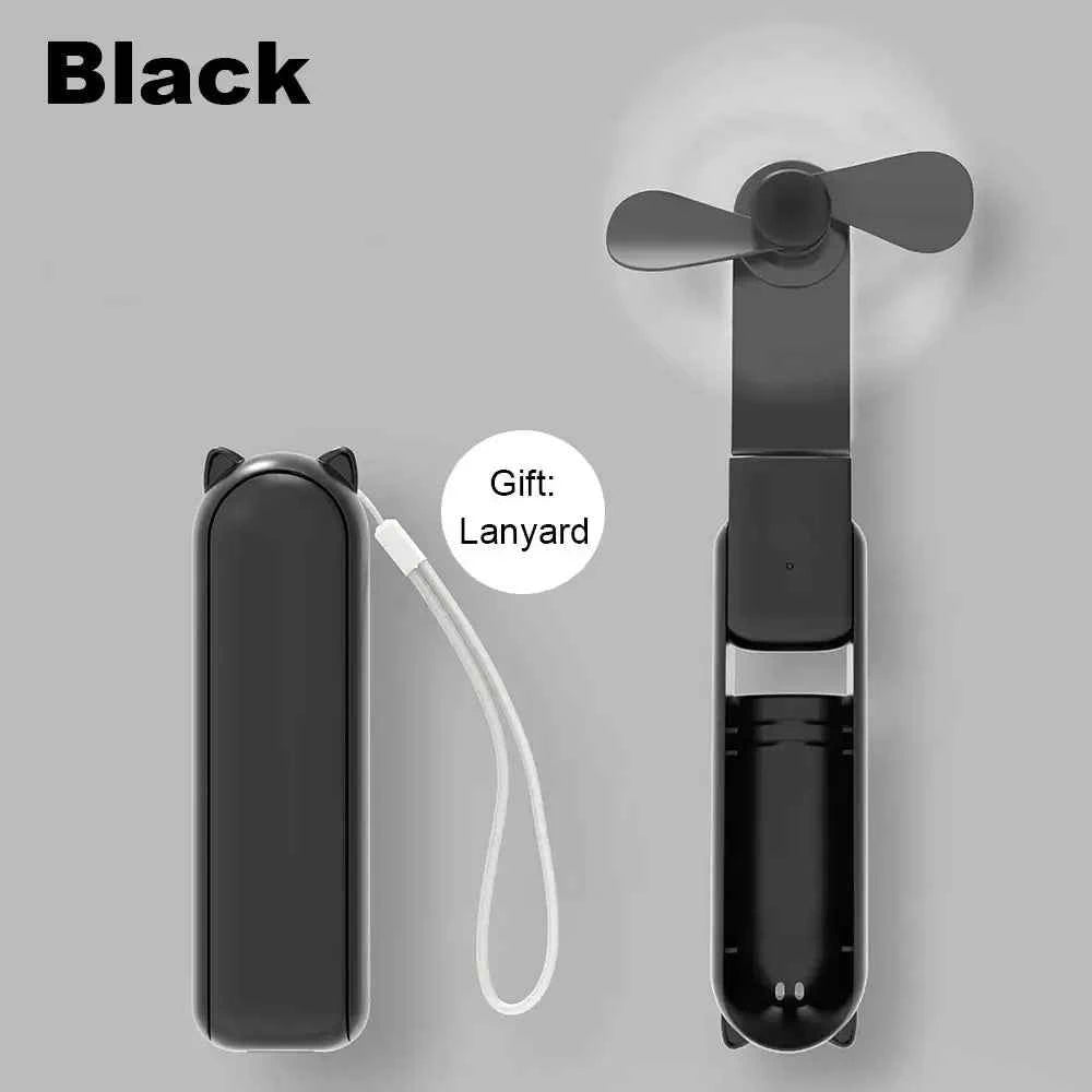 Portable Mini Handheld Fan Small Pocket Fan USB Rechargeable Battery Fan Folding Cooling Hand Fan Mini USB Fan with Power Bank