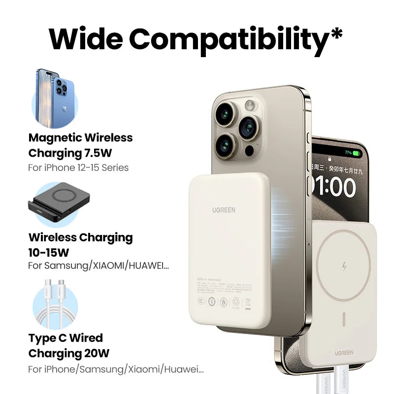 UGREEN PD20W Power Bank Magnetic 10000mAh Portable Wireless Fast Charging PowerBank for Magsafe for iPhone 17 15 Pro Max 16 Pro - Fullshopping