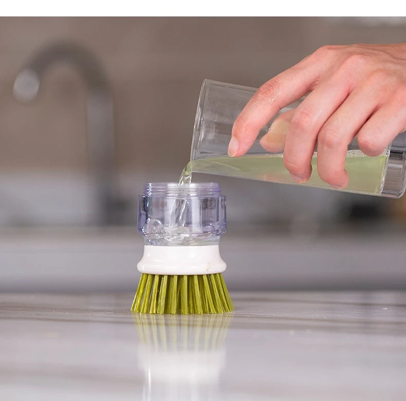 Dish Brush With Soap Dispenser Multi Use Soap Dispensing Scrub Brush For Household Universal Kitchen Dish Palm Brush With Tary - Fullshopping