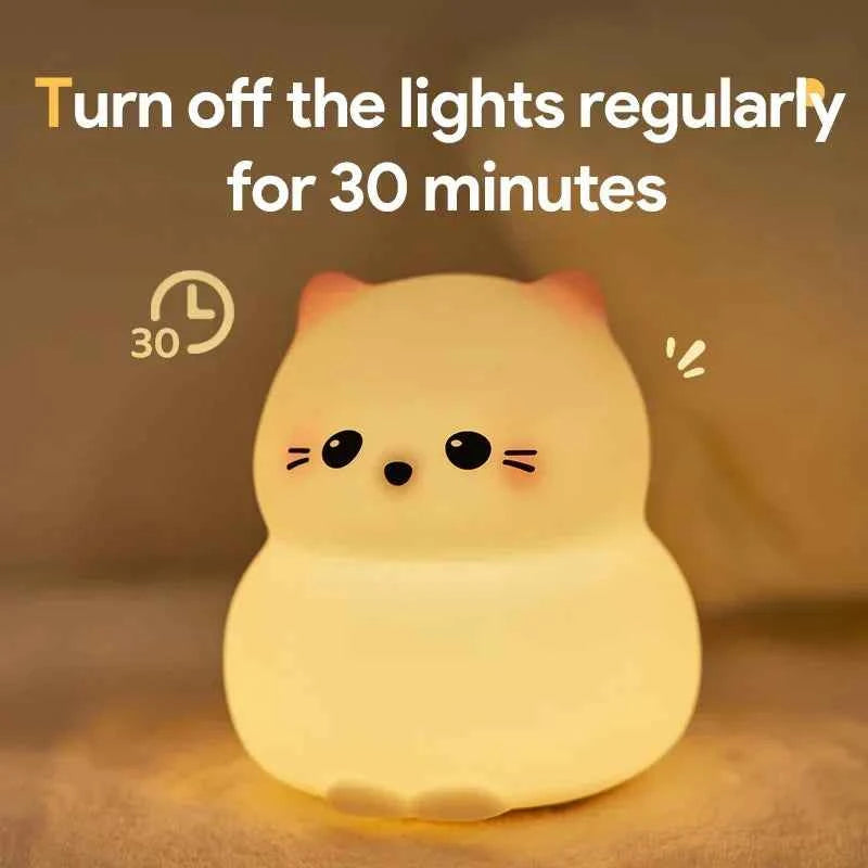 Cute Animal-shape Silicone Night Light Rechargeable Bedside Patting Nightlights For Child Holiday Gift Bedroom Decor Lighting - Fullshopping