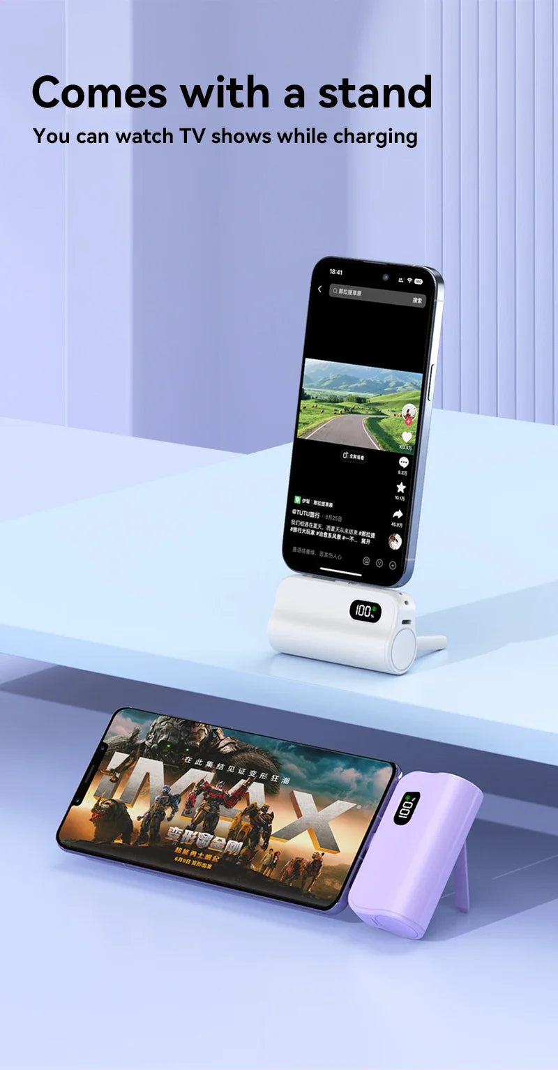 Mini Capsule 50000mAh High Capacity Power Bank Portable Wireless Fast Charging External Battery For iPhone Huawei Samsung - Fullshopping
