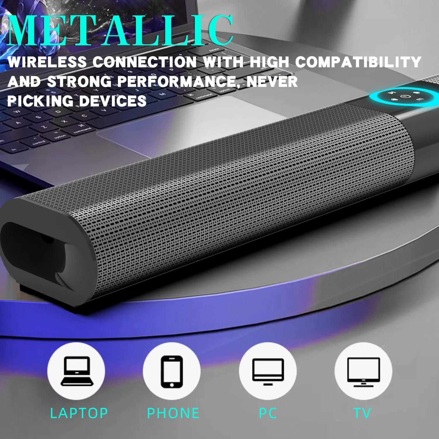 HOMEFISH BS-20 RGB Ambient Light Bluetooth Speaker with 6 EQ Sound Effects and Multiple Connectivity Options - Fullshopping