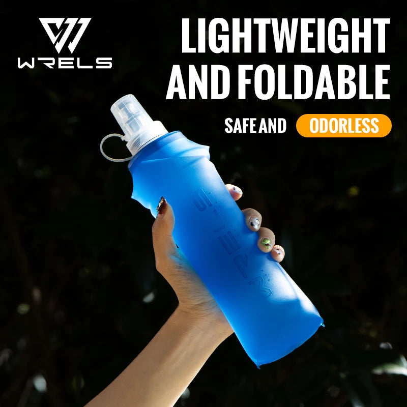 WRELS Running Water Bottle Soft Flask Folding Collapsible Water Bottle TPU BPA-Free Camping Hiking Travel Folding Water Bottle - Fullshopping