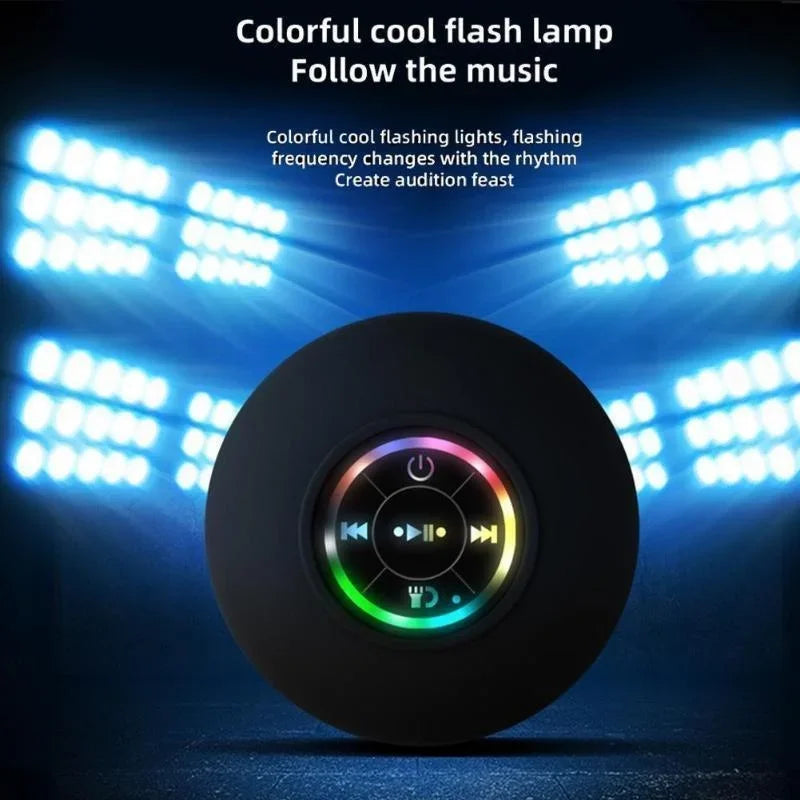 Mini Bluetooth Speaker Portable Waterproof Suction Cup Wireless Handsfree Speakers Illuminated LED Light for Showers Pool Car - Fullshopping