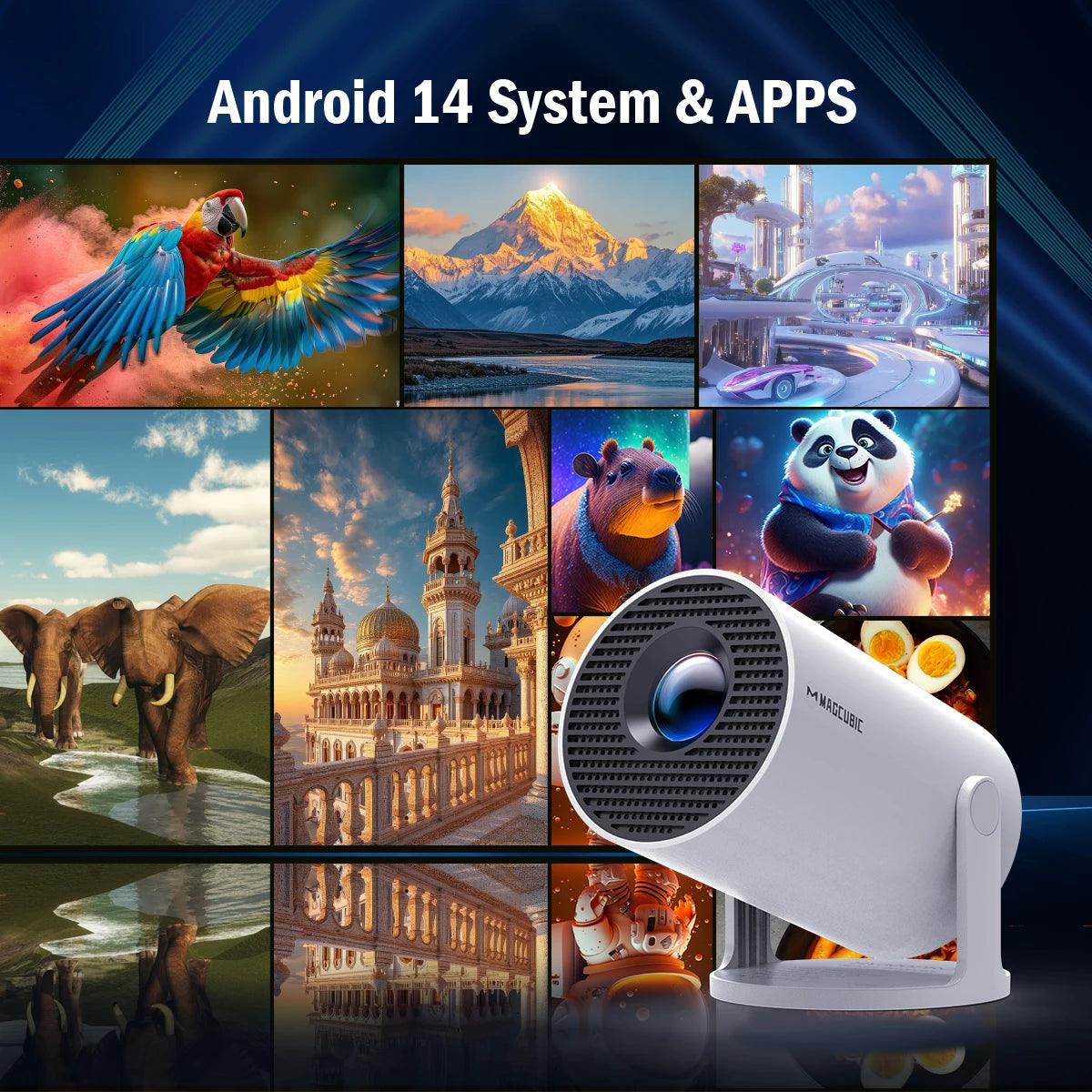 Magcubic Projector HY300 Pro 8K Android 14 Dual Wifi6 290ANSI Allwinner H726 BT5.4 1080P 1280*720P Home Cinema Outdoor Projetor - Fullshopping