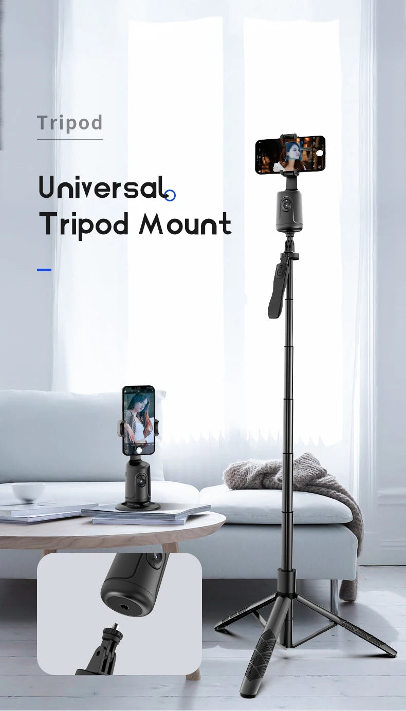 Phone Stabilizer Smart Facial Tracking Detachable Phone Clip with Fill Light Desktop Phone Stand Wireless Selfie Stick Tripod - Fullshopping