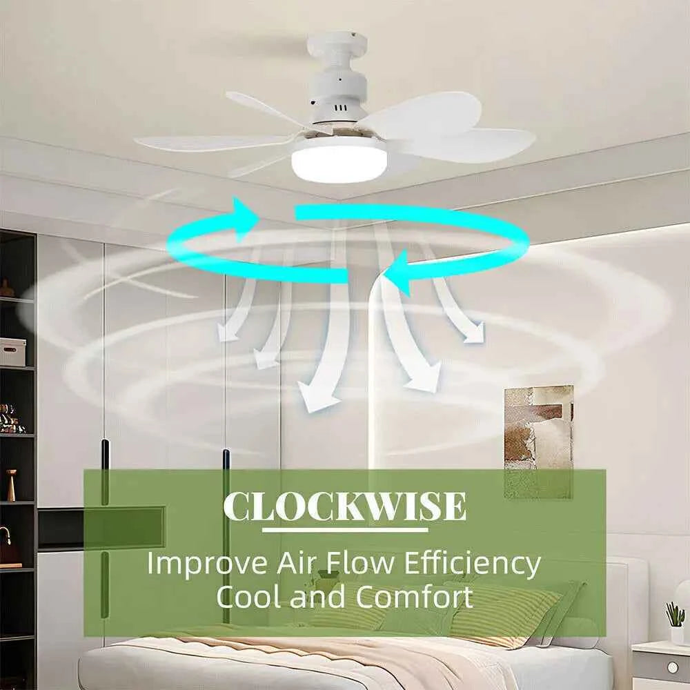 E27 Dimmable LED Ceiling Fan with Light, Remote Control, 3 Speed Settings, Flush Mount, Energy Efficient, Modern Design