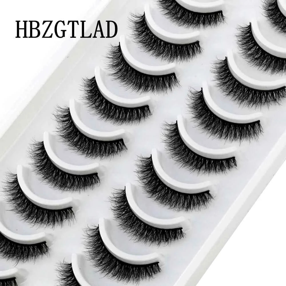 HBZGTLAD 10 pairs Eyelashes 3D Natural Long False Lashes Fluffy Soft Cross Manga Lashes Wispy Natural Eyelash Extension Makeup