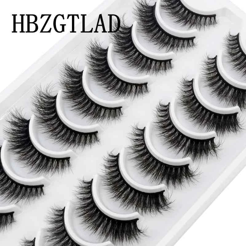 HBZGTLAD 10 pairs Eyelashes 3D Natural Long False Lashes Fluffy Soft Cross Manga Lashes Wispy Natural Eyelash Extension Makeup