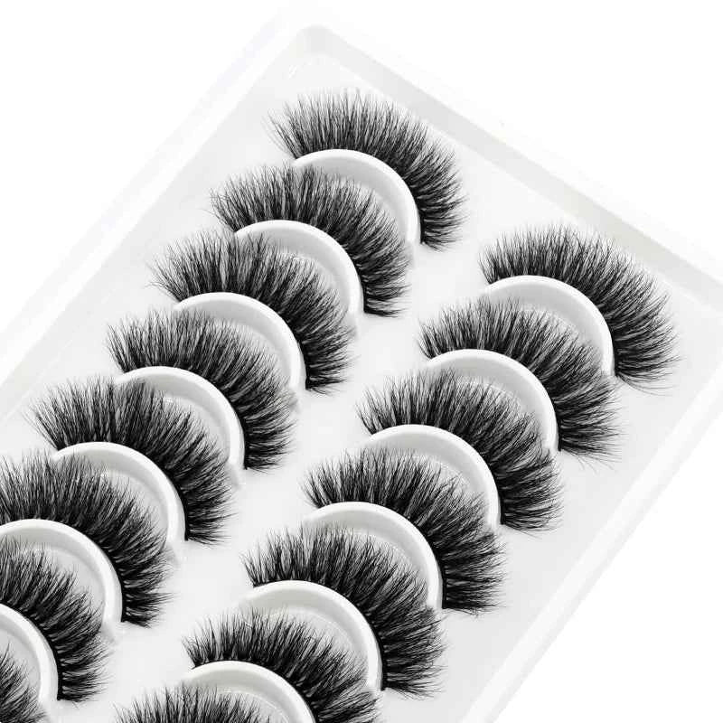 HBZGTLAD 10 pairs Eyelashes 3D Natural Long False Lashes Fluffy Soft Cross Manga Lashes Wispy Natural Eyelash Extension Makeup