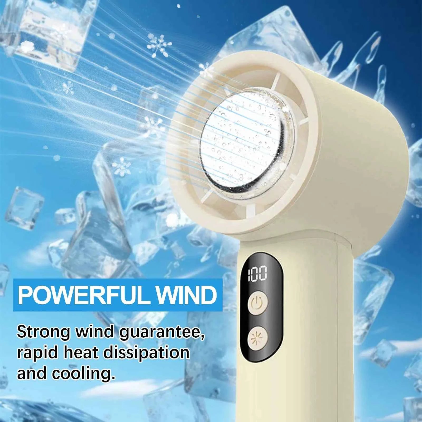 Turbo Fan Portable Hand Fan Mini USB Rechargeable Fan Ice Cooling Fan Handheld Turbo Fan Small Pocket Fan with Digital Display