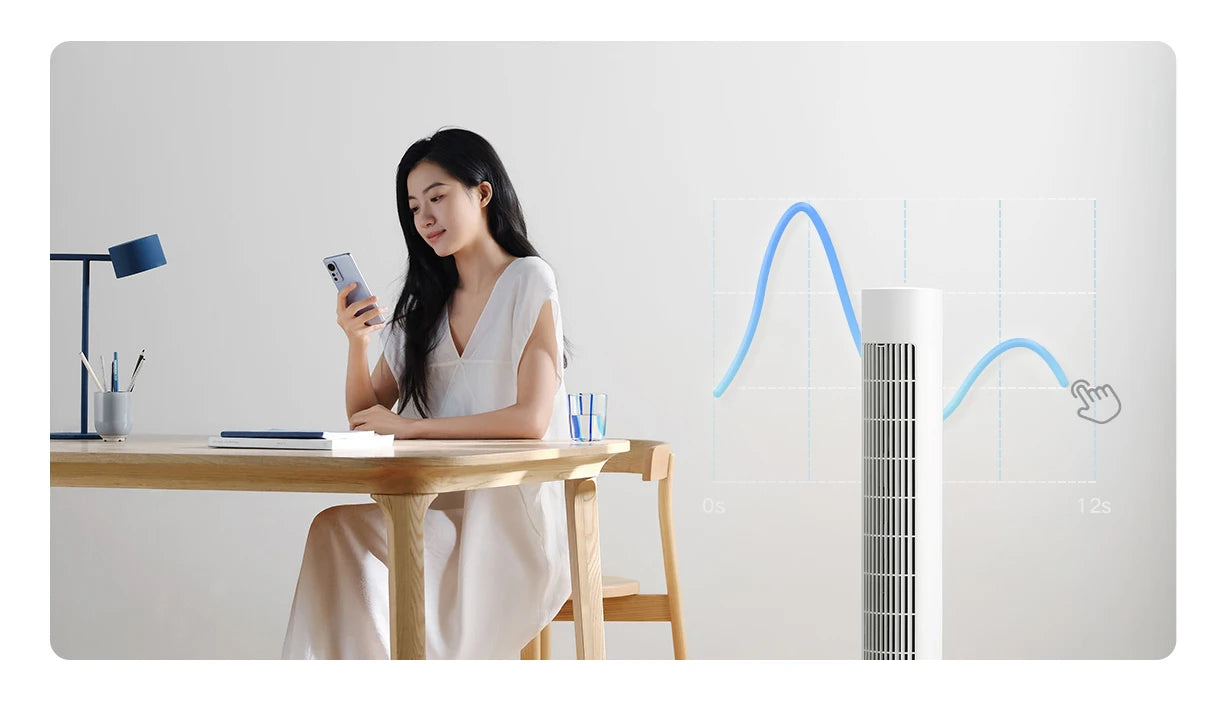 MIJIA Smart DC Frequency Conversion Tower Fan 2nd,150° Oscillating Standing Fans For Room,4 Speed,3 Mode,CN Version With Adapter