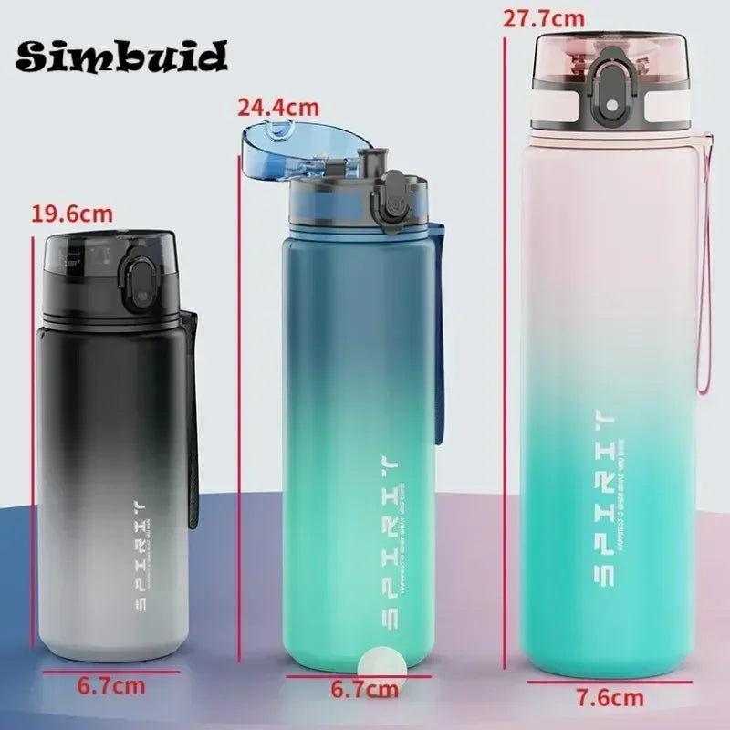 500ML/650ML/1000ML Sports Water Bottle Leak Proof Colorful Plastic Cup Drinking Outdoor Travel Portable Gym Fitness Jugs - Fullshopping