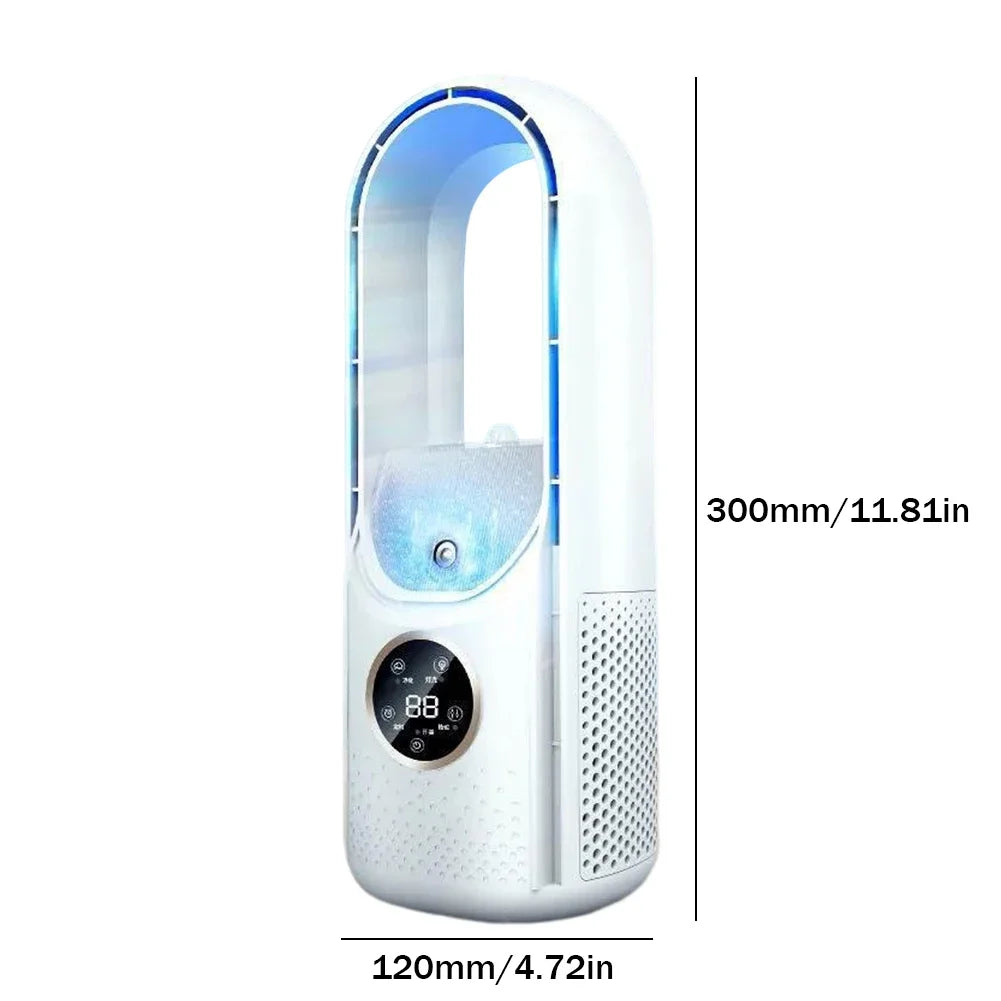 Portable Mini Air Conditioner USB Air Cooler Fan Bladeless 6 Speed Silent Cooling Fan with Timer Desktop Personal Space Cooler