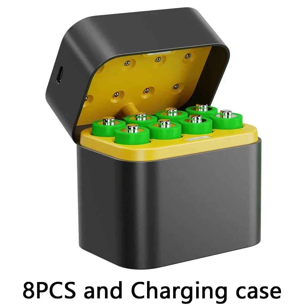 AA/AAA 8 Slots with Smart Charger with 1.5V 4255mWh/3400mWh Lithium Batteries – Fast Charging Battery Charger Set