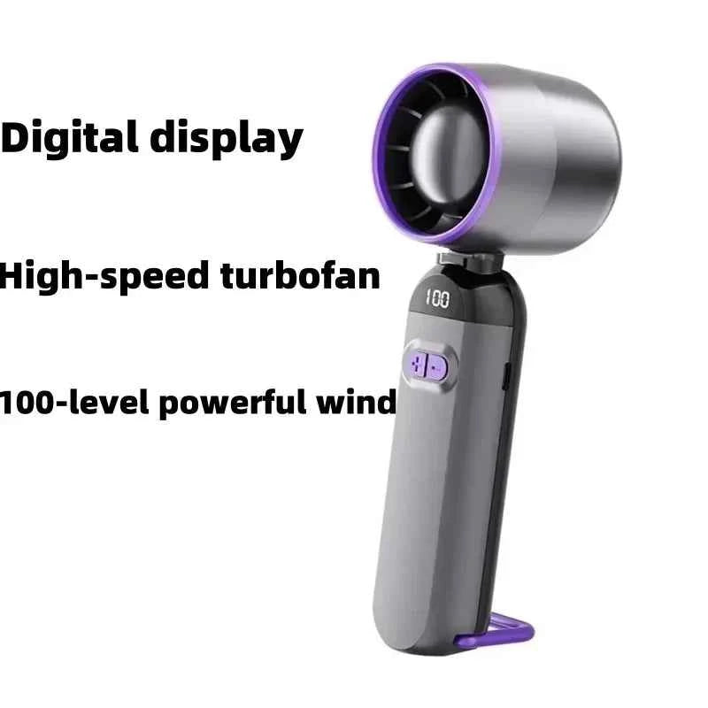 Portable Handheld Fan 5 Speed Adjustable Cooling Mini Turbo Fan with Digital Display Suitable For Outdoor Travel And Desktop Use