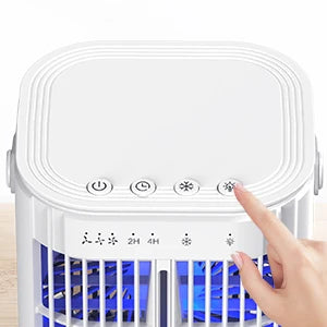 Portable cooling fan with seven-color night light, 900ml large capacity, USB interface, suitable for living room, bedroom, etc