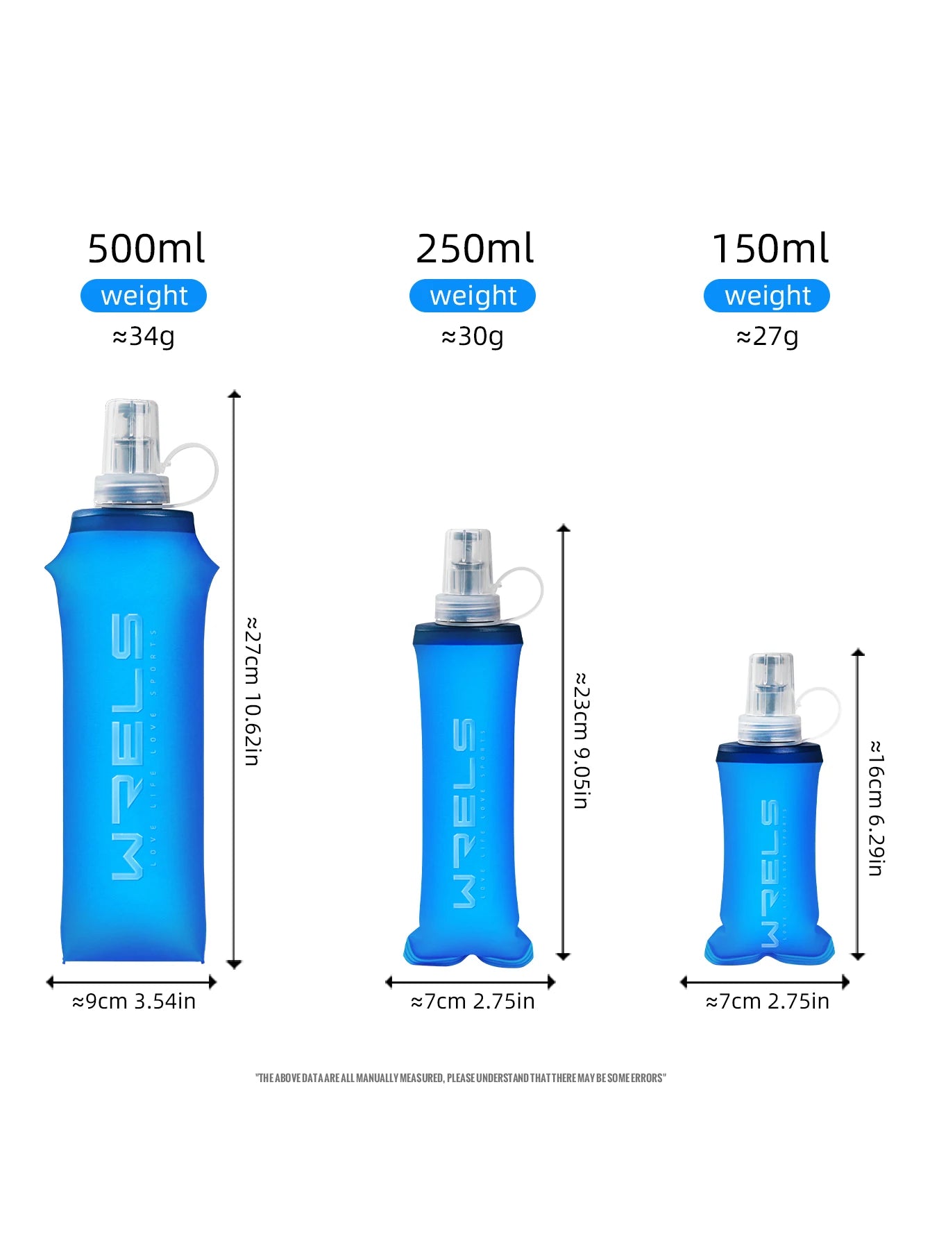 WRELS Running Water Bottle Soft Flask Folding Collapsible Water Bottle TPU BPA-Free Camping Hiking Travel Folding Water Bottle - Fullshopping