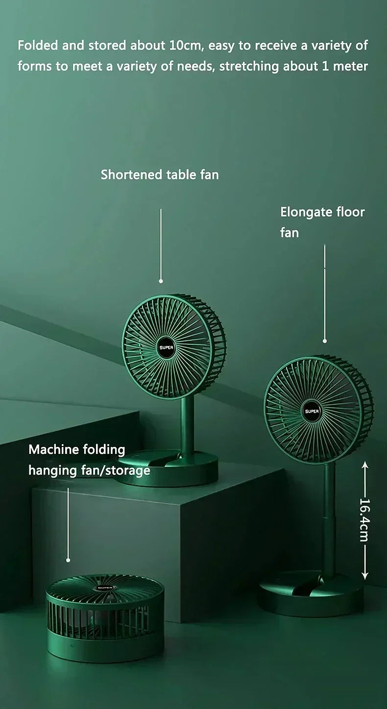 Summer Gift Portable Charging Desk Fan with Adjustable Height, Strong Wind, Foldable and Telescopic Mobile Phone Stand