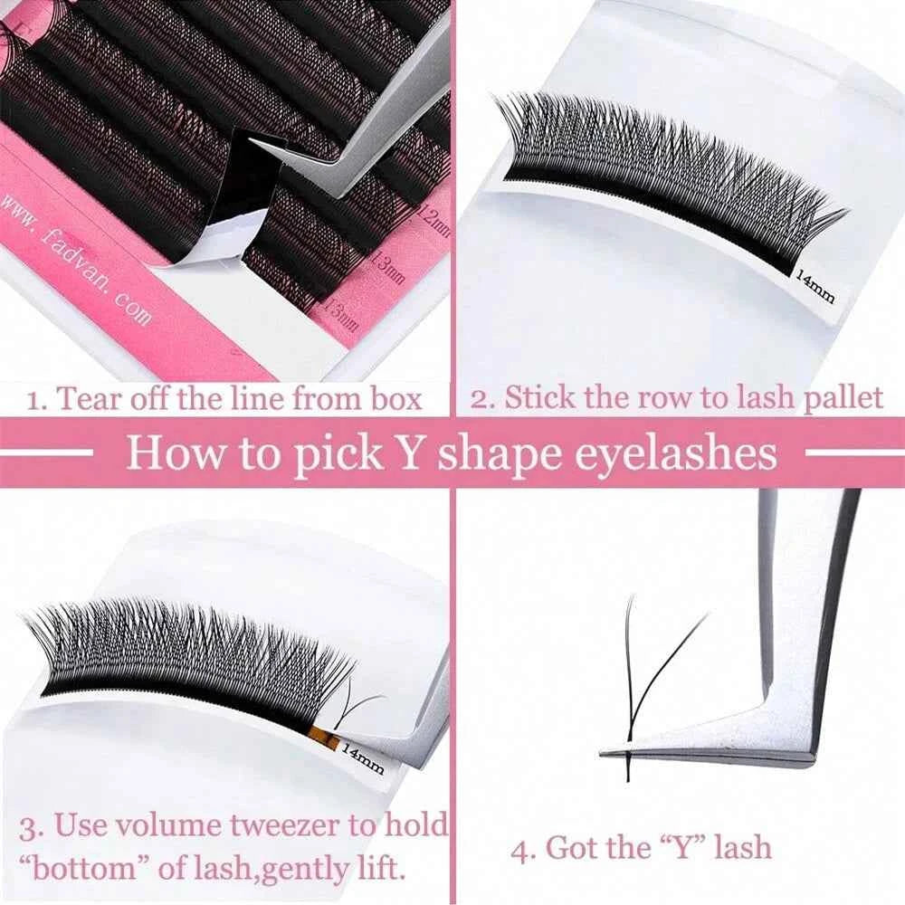 FADVAN 2D YY Shape Eyelash Fans Faux Mink C/D/8-14mm 0.07 Natural Soft Brazilian Lashes Premade Volume Fan Extension Lashes