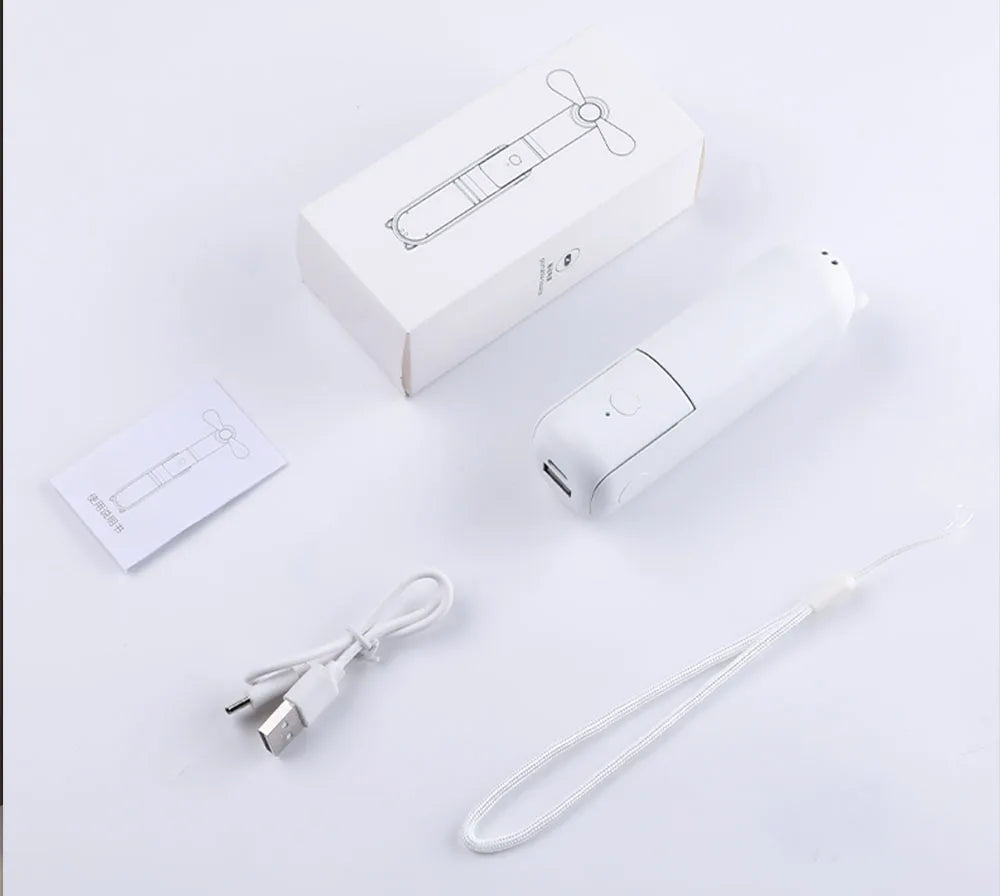Portable Mini Handheld Fan Small Pocket Fan USB Rechargeable Battery Fan Folding Cooling Hand Fan Mini USB Fan with Power Bank - Fullshopping