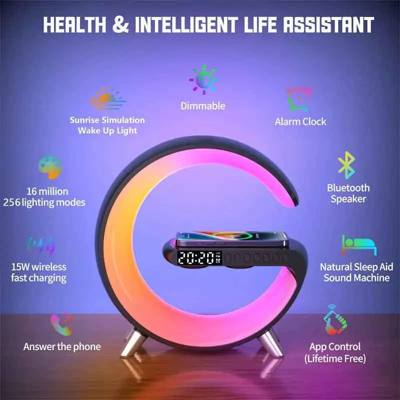Bluetooth Speaker Wireless Charger Lamp - Fullshopping