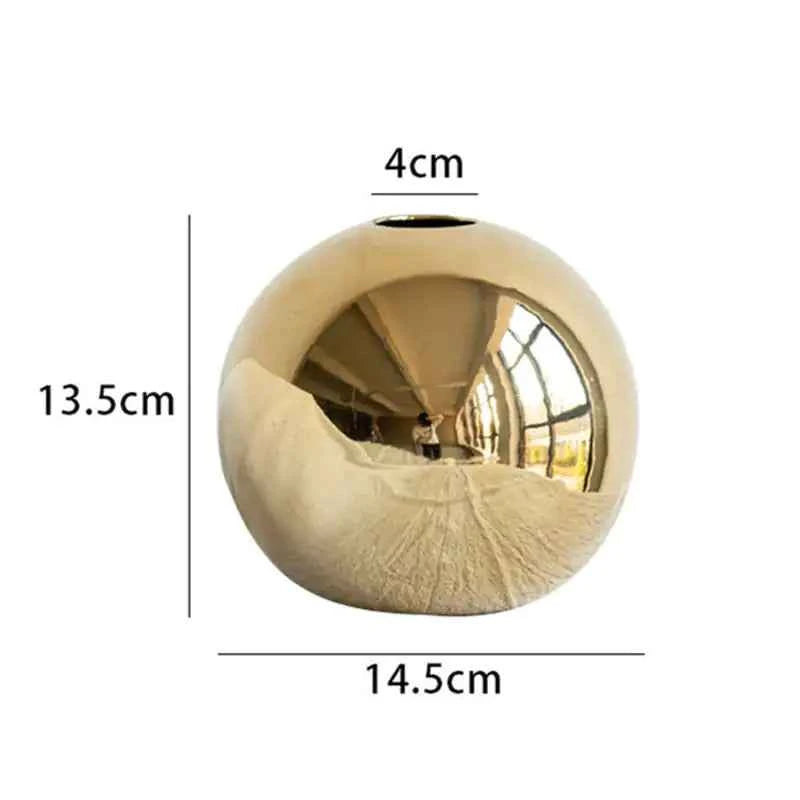 Golden Ceramic Round Ball Vase - Fullshopping