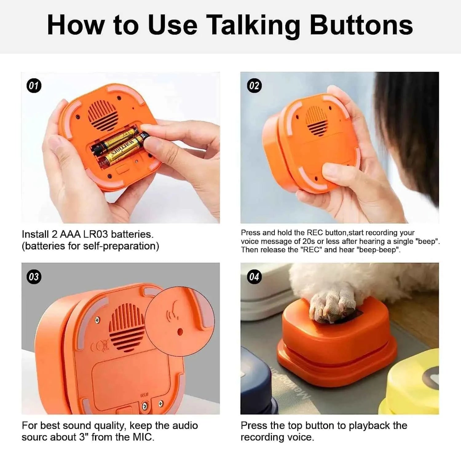 Training Buzzer Recordable Talking Button - Fullshopping