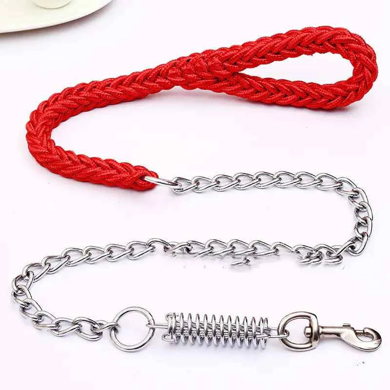 Handwoven Spring Dog Leash with Collar for Large Dogs - Fullshopping