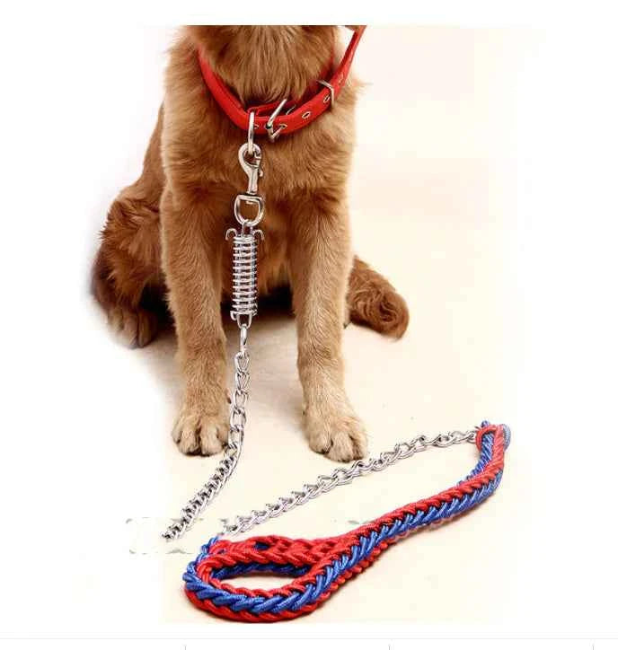 Handwoven Spring Dog Leash with Collar for Large Dogs - Fullshopping