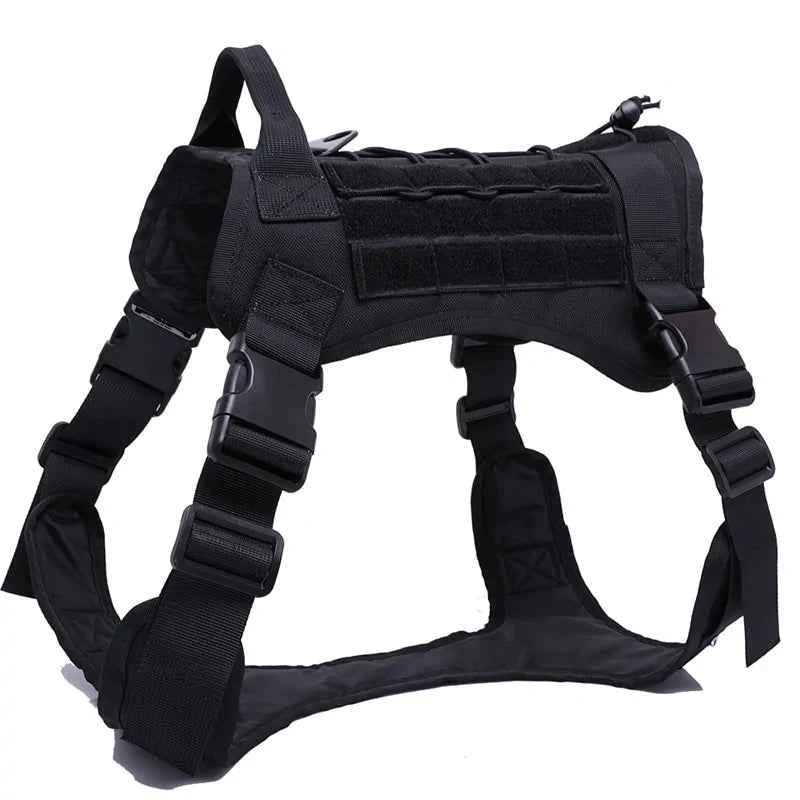 Nylon Tactical Dog Harness with Handle & Bungee Leash for Large Dogs - Fullshopping
